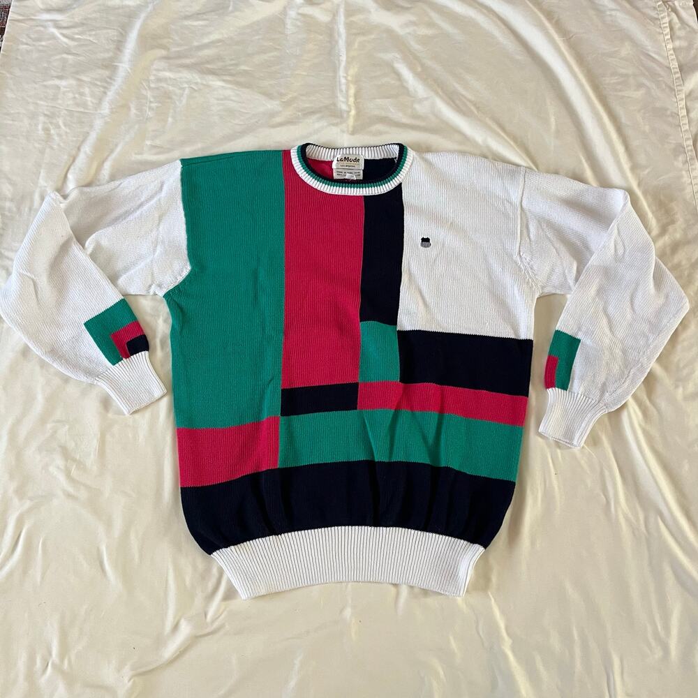 NWT La Mode Colorblock Pullover Sweater Men's XXL 90s Grunge Skater Preppy Y2K